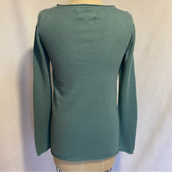 Pure 2 ply cashmere teal green S rolled neck sweater - Picture 4 of 5